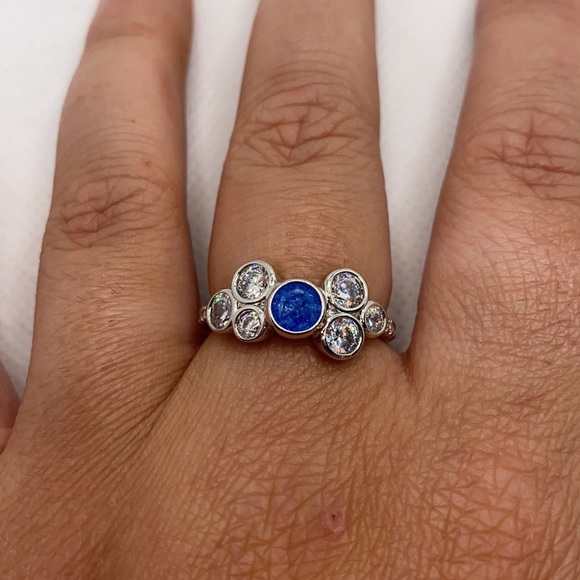 Blue ice crystal & white topaz ring size 8 - Picture 5 of 5